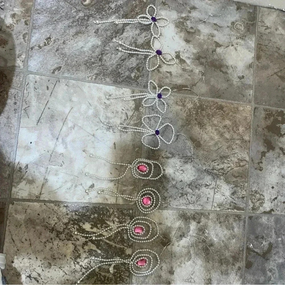 Vintage Christmas Pearl Pink and Purple Diamond Spade and Oval Shapes Ornaments - Picture 3 of 13